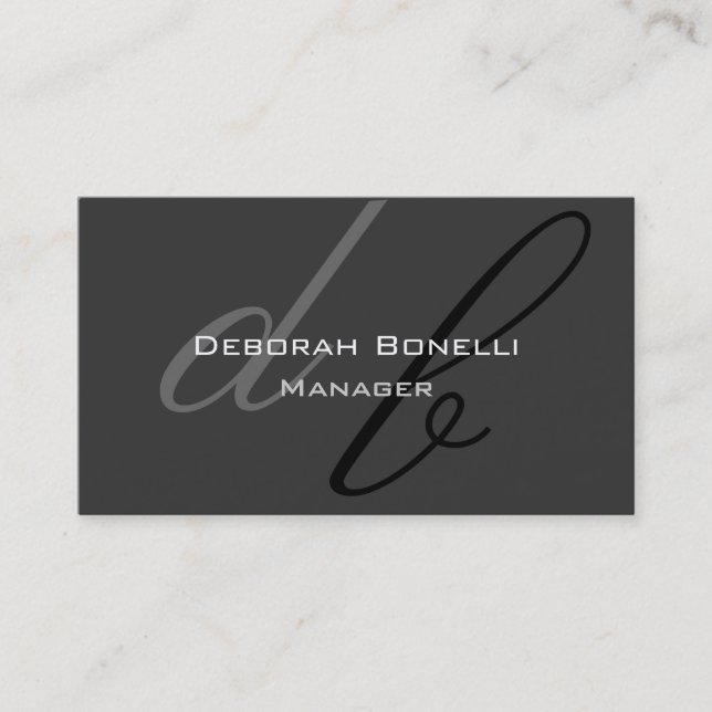 Black Gray Monogram Manager Business Card Visitenkarte (Vorderseite)