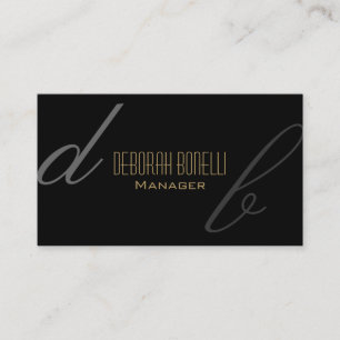 Black Gray Monogram Manager Business Card Visitenkarte