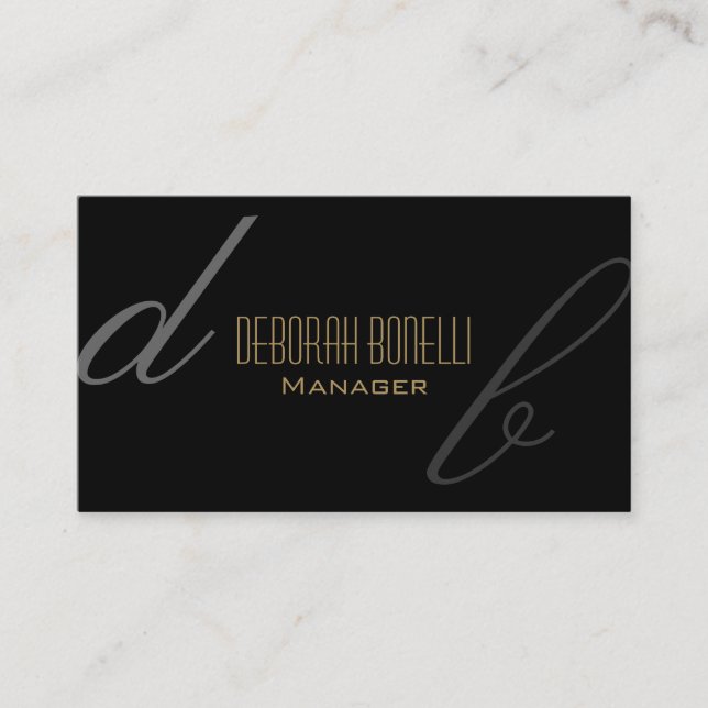 Black Gray Monogram Manager Business Card Visitenkarte (Vorderseite)