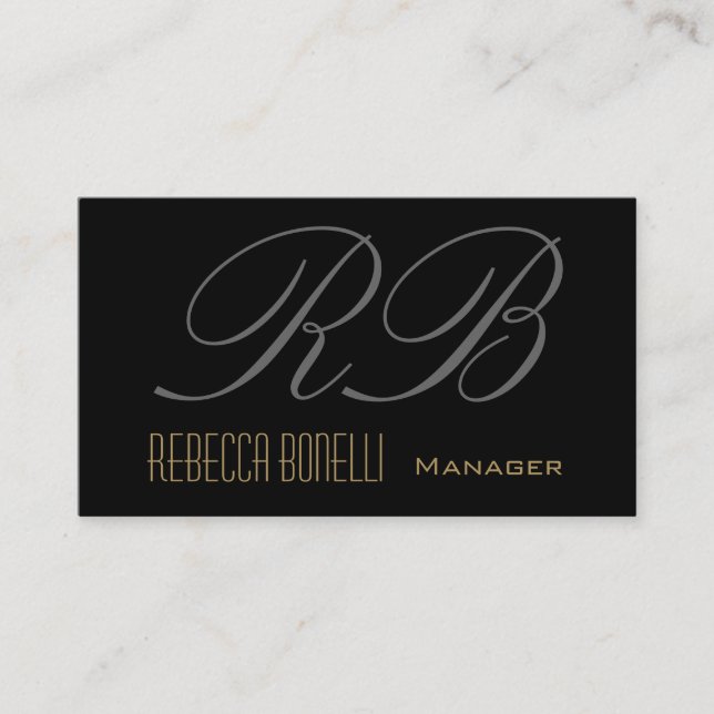 Black Gray Monogram Manager Business Card Visitenkarte (Vorderseite)
