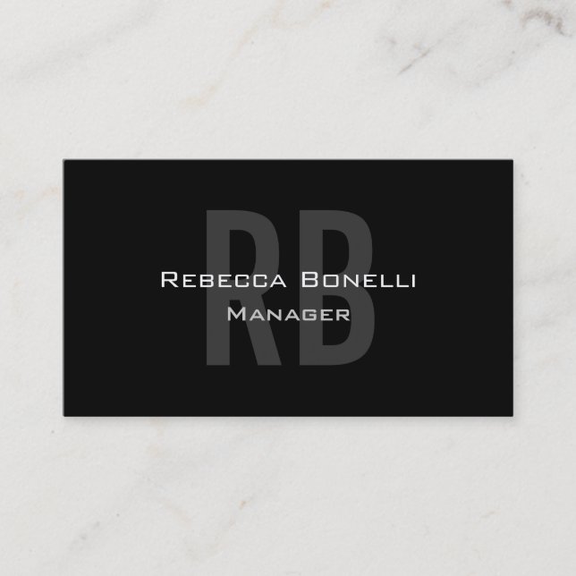 Black Gray Monogram Manager Business Card Visitenkarte (Vorderseite)