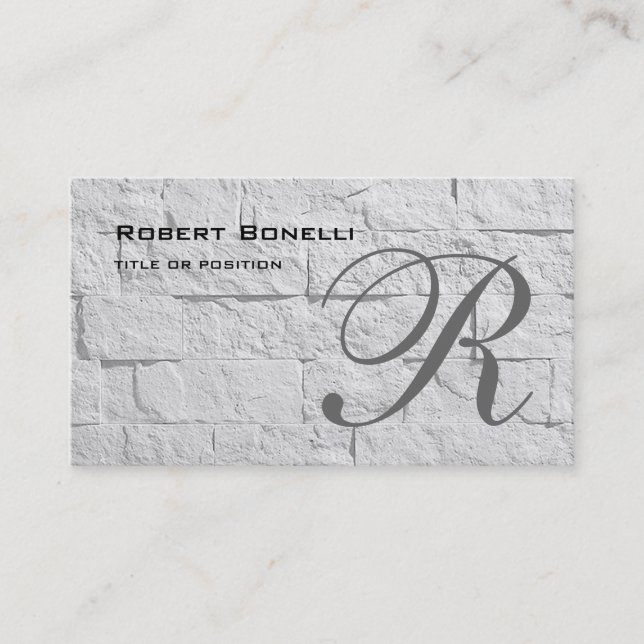 Black Gray Monogram Wall Brick Business Card Visitenkarte (Vorderseite)