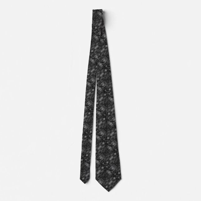 Black Gray Neck Tie Floral Art - Ihre Farben Krawatte (Rückseite)