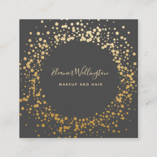 Black Gray Ombre Gold Confetti Dots Creative  Quadratische Visitenkarte