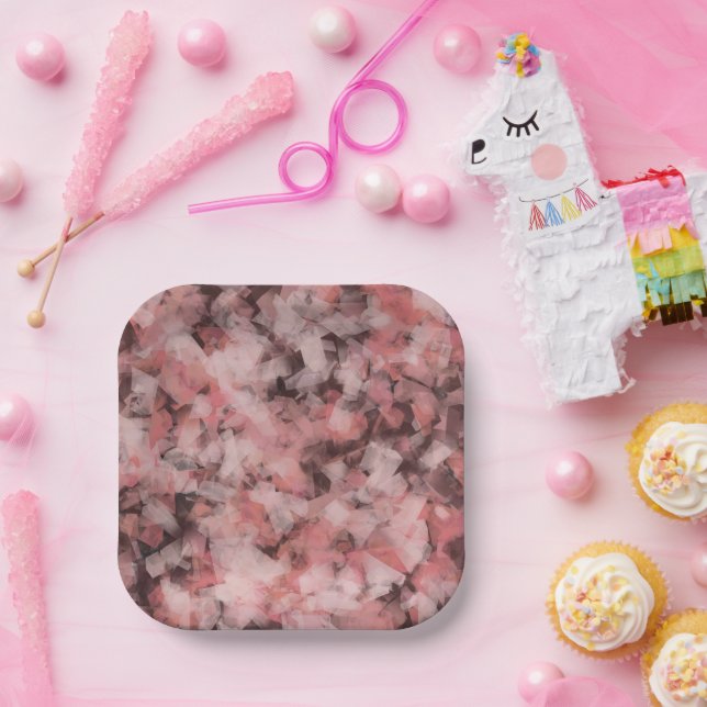 Black Gray Pink White Modern Geometric Abstract Pappteller (Party)