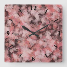 Black Gray Pink White Modern Geometric Abstract Quadratische Wanduhr