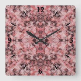 Black Gray Pink White Modern Geometric Abstract Quadratische Wanduhr
