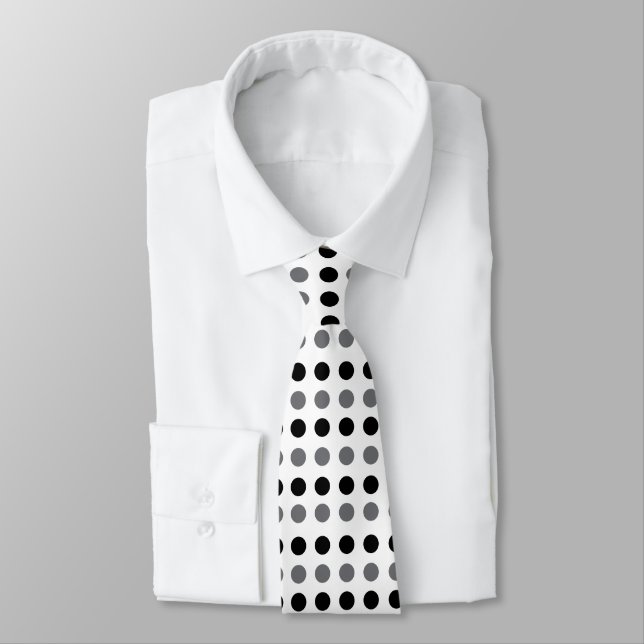 Black Gray Polka Dot Krawatte (Gebunden)