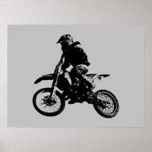 Black Gray Pop Motocross Motorrad Poster