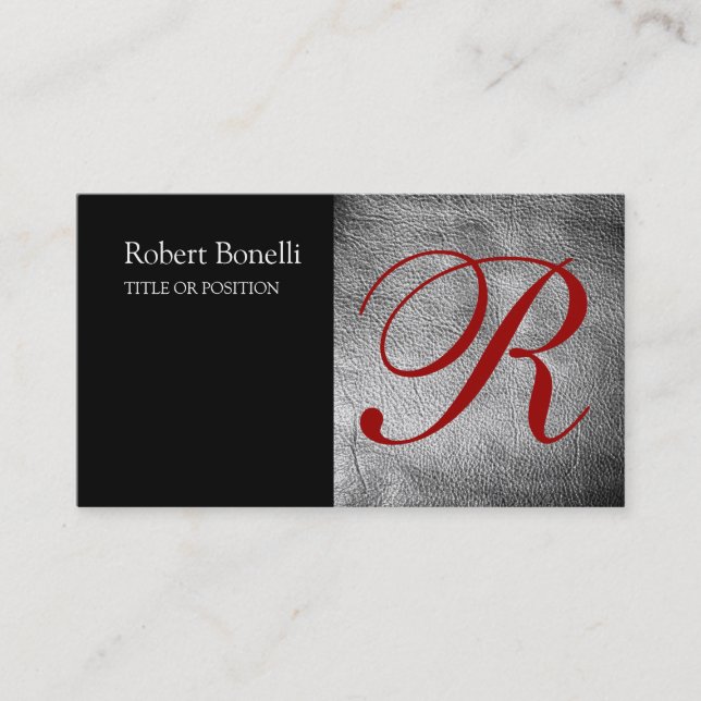Black Gray Red Monogram Business Card Visitenkarte (Vorderseite)