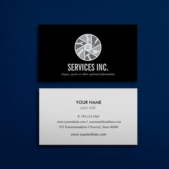 Black Gray Repairing services logo professional Visitenkarte (Von Creator hochgeladen)