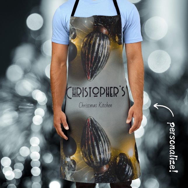 Black Gray Retro Weihnachtsschmuck Schürze (Von Creator hochgeladen)