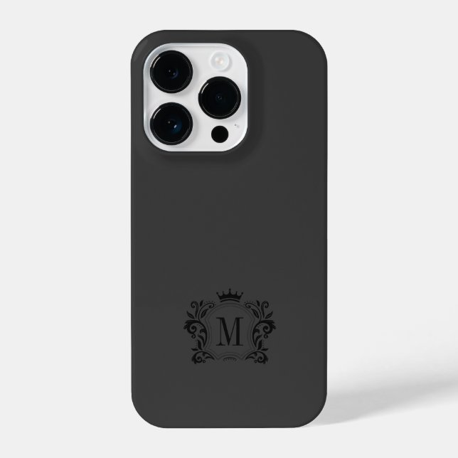 Black Gray Royal Scrolls und eine Crown Monogram iPhone Hülle (Rückseite)