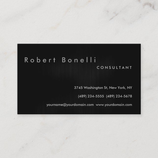 Black Gray Schlicht Consultant Business Card Visitenkarte (Vorderseite)