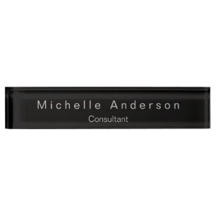 Black Gray Script Consultant Desk Namplate Namensplakette