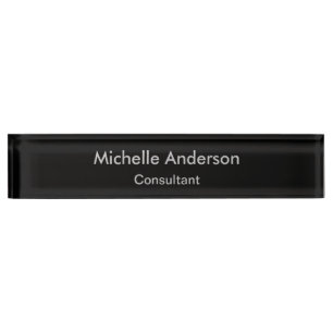 Black Gray Script Consultant Desk Namplate Namensplakette