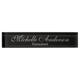 Black Gray Script Consultant Namplate Namensplakette