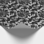 Black Gray Silver Crystal Metallic Damask Geschenkpapier<br><div class="desc">mit metallischer Pulverstruktur dekoriert und mit immer schicken Damast-Schmuckböden geschmücktK</div>