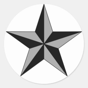 Black Gray Star auf Circle Runder Aufkleber