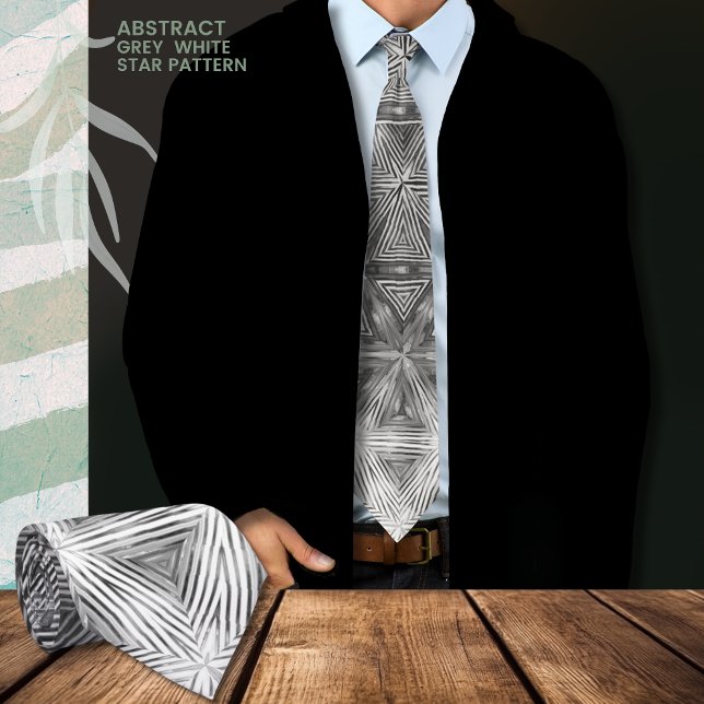 Black Gray Star Pattern Neck Tie Krawatte (Black Grey Star Pattern Neck Tie)