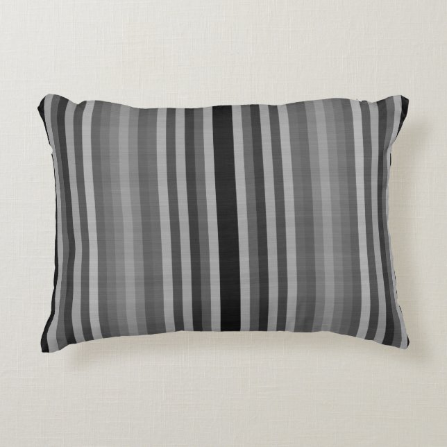 Black Gray Stripes Dekokissen (Vorderseite)