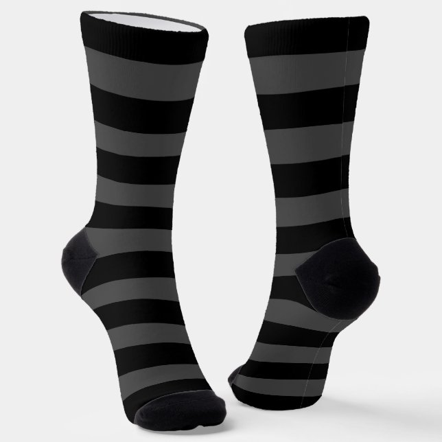 Black Gray Stripes Mens Dress Socken (Gewinkelt)