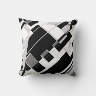 Black Gray White Diagonal Linien Formen Design Kissen