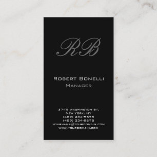 Black Gray White Monogram Manager Business Card Visitenkarte