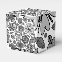 Black Gray White Retro Floral Art Seamless Pattern Geschenkschachtel