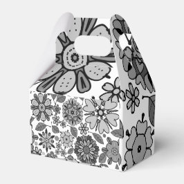 Black Gray White Retro Floral Art Seamless Pattern Geschenkschachtel
