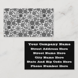 Black Gray White Retro Floral Art Seamless Pattern Visitenkarte
