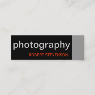 Black Gray White Skinny Fotografy Business Card Mini Visitenkarte
