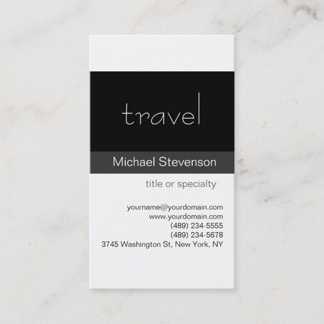 Black Gray White Travel Agent Business Card Visitenkarte (Vorderseite)