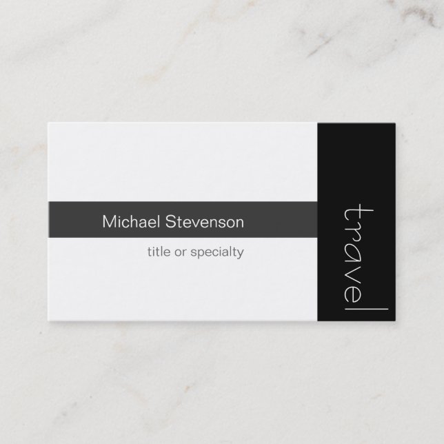 Black Gray White Travel Agent Business Card Visitenkarte (Vorderseite)