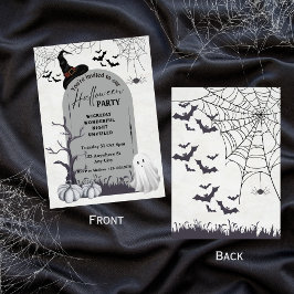 Black Gray Wicklerisch Spooky Ghost Halloween Einladung