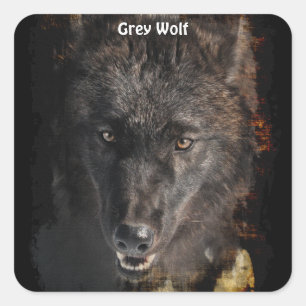 Black GRAY WOLF Wildlife Supporter Stickers