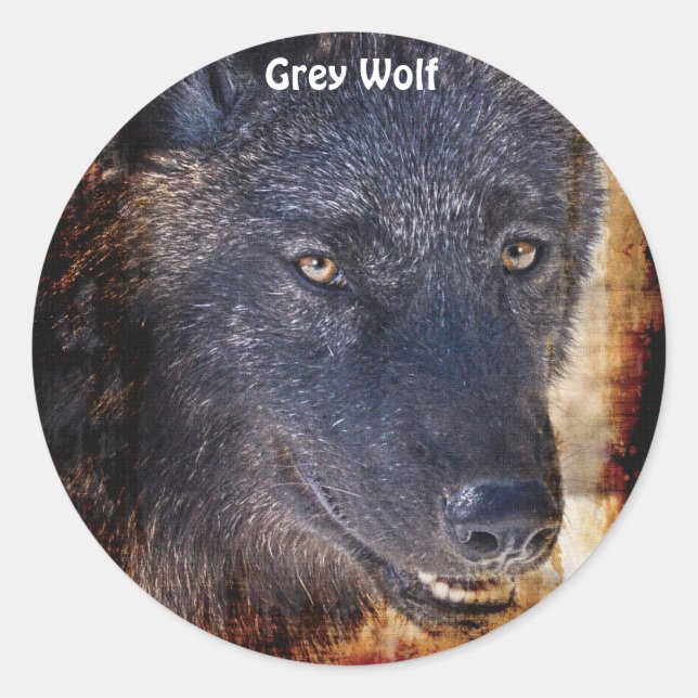 Black GRAY WOLF Wildlife Supporter Stickers (Vorderseite)