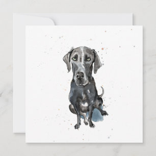Black Great Dane Spaß Wasserfarbe Spritzer Danke Karte