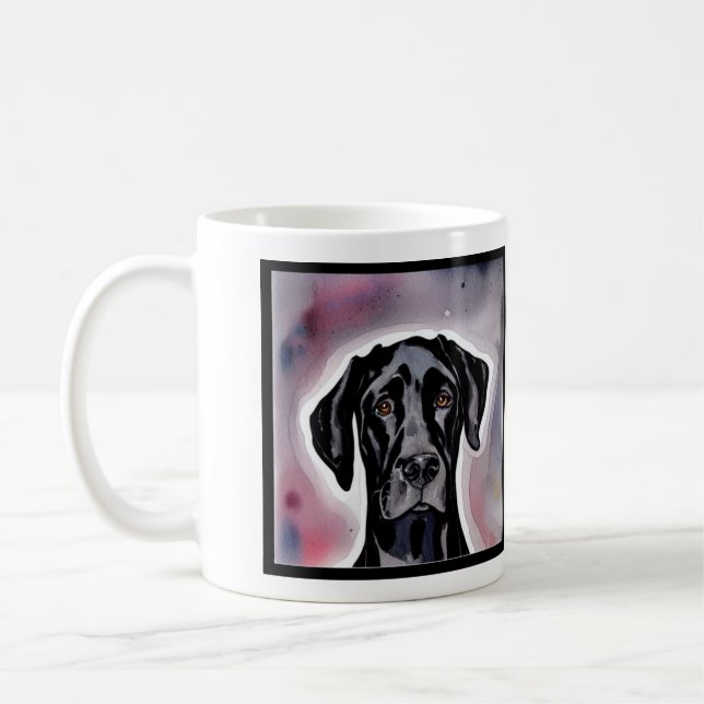 Black Great Dane Watercolor Art Kaffeetasse (Links)