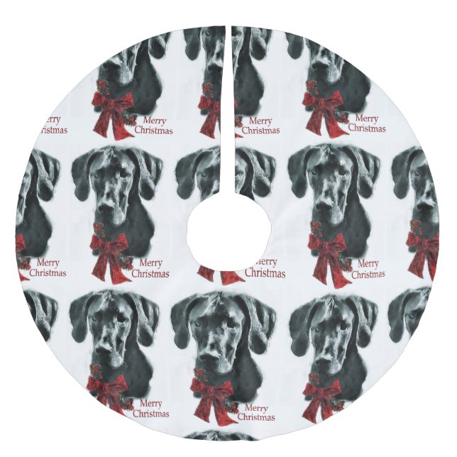 Black Great Dane Weihnachten Polyester Weihnachtsbaumdecke (Vorderseite)