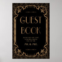 Black Great Gatsby Art Deco Gästebuchsignatur