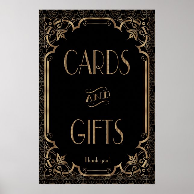 Black Great Gatsby Art Deco Karten und Geschenke Z Poster (Vorne)