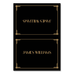 Black Great Gatsby Art Deco Place Cards Tischnummer