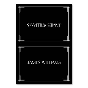 Black Great Gatsby Art Deco Place Cards Tischnummer