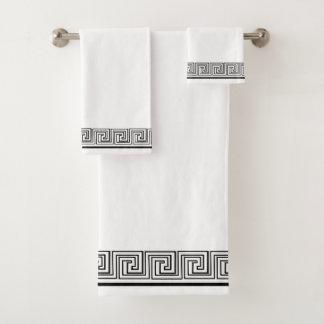 Black Grecian Frieze Design Badhandtuch Set