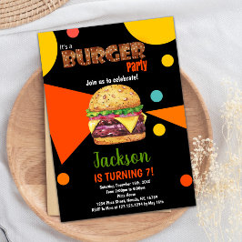 Black Green Burger Geburtstagseinladungen Einladung