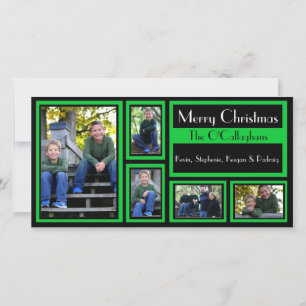 Black & Green Christmas Card - 5 Fotos Feiertagskarte