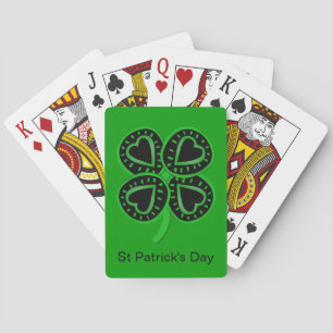 Black Green Clover Heart St Patrick Green BP Cards Spielkarten
