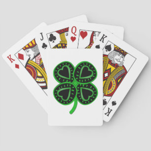 Black Green Clover Heart St Patty WB Playing C Spielkarten