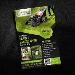 Black & Green Garden Landschaftsbau Rasenpflege Mä Flyer